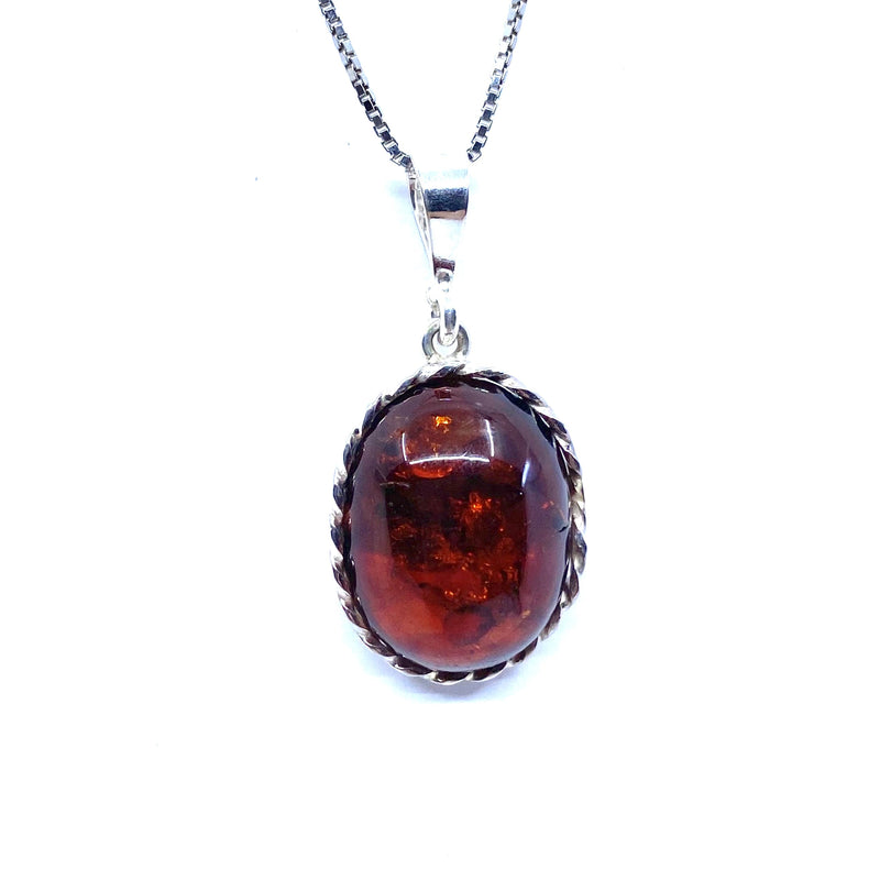 Rich Colors of Baltic Amber Sterling Silver Pendant