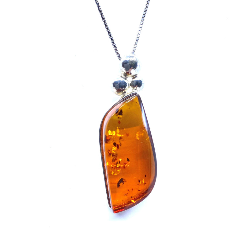 Beautiful Cognac Baltic Amber in Exotic Silver Setting