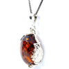 Gorgeous Silver Floral Designed Cognac Baltic Amber Silver Pendant