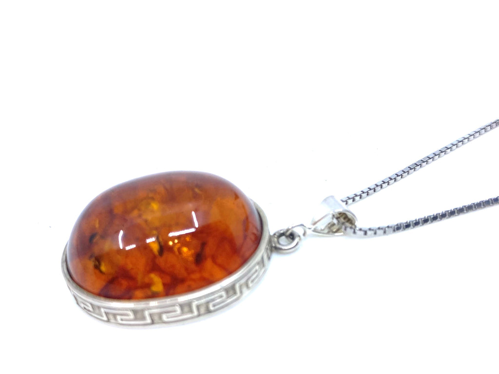 Lovely Baltic Cognac Amber Sterling Silver Statement Pendant