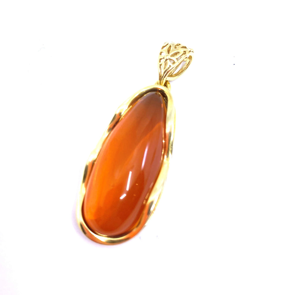 Beautiful Honey Cognac Butterfly 18kt Gold Plated Silver Statement Pendant