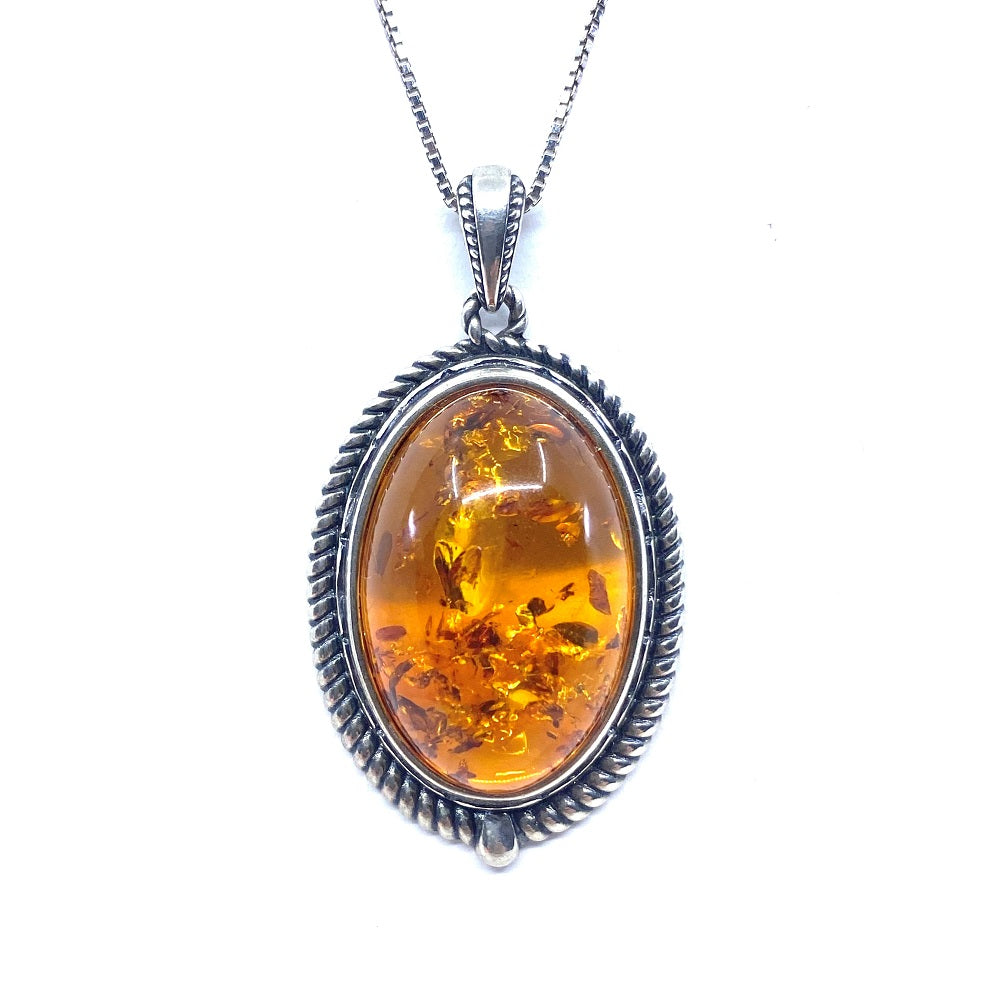 Gorgeous Amber Sterling Silver Statement pendant