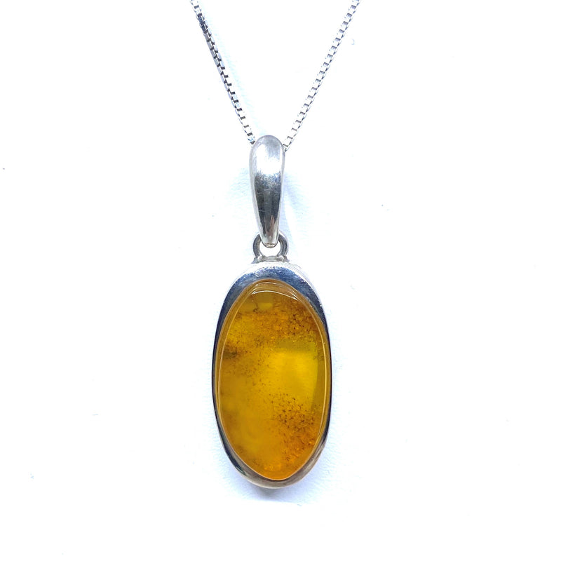 Polish Designer Honey Cognac Baltic Amber Sterling Silver Statement Pendant