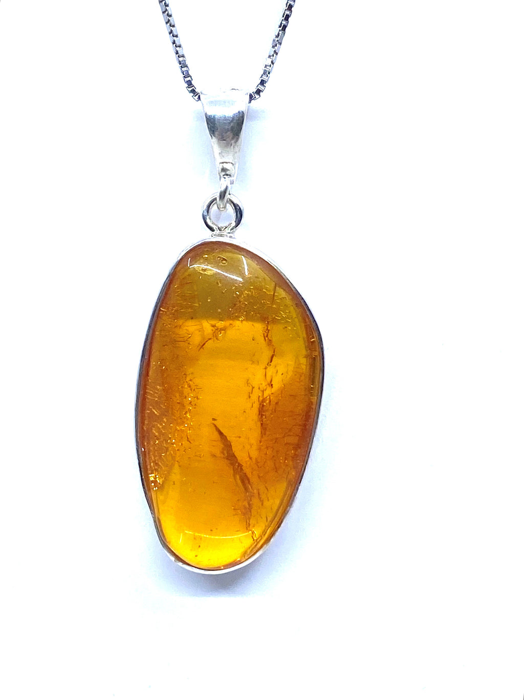 Vibrant Honey Cognac Amber Sterling Silver Statement Pendant