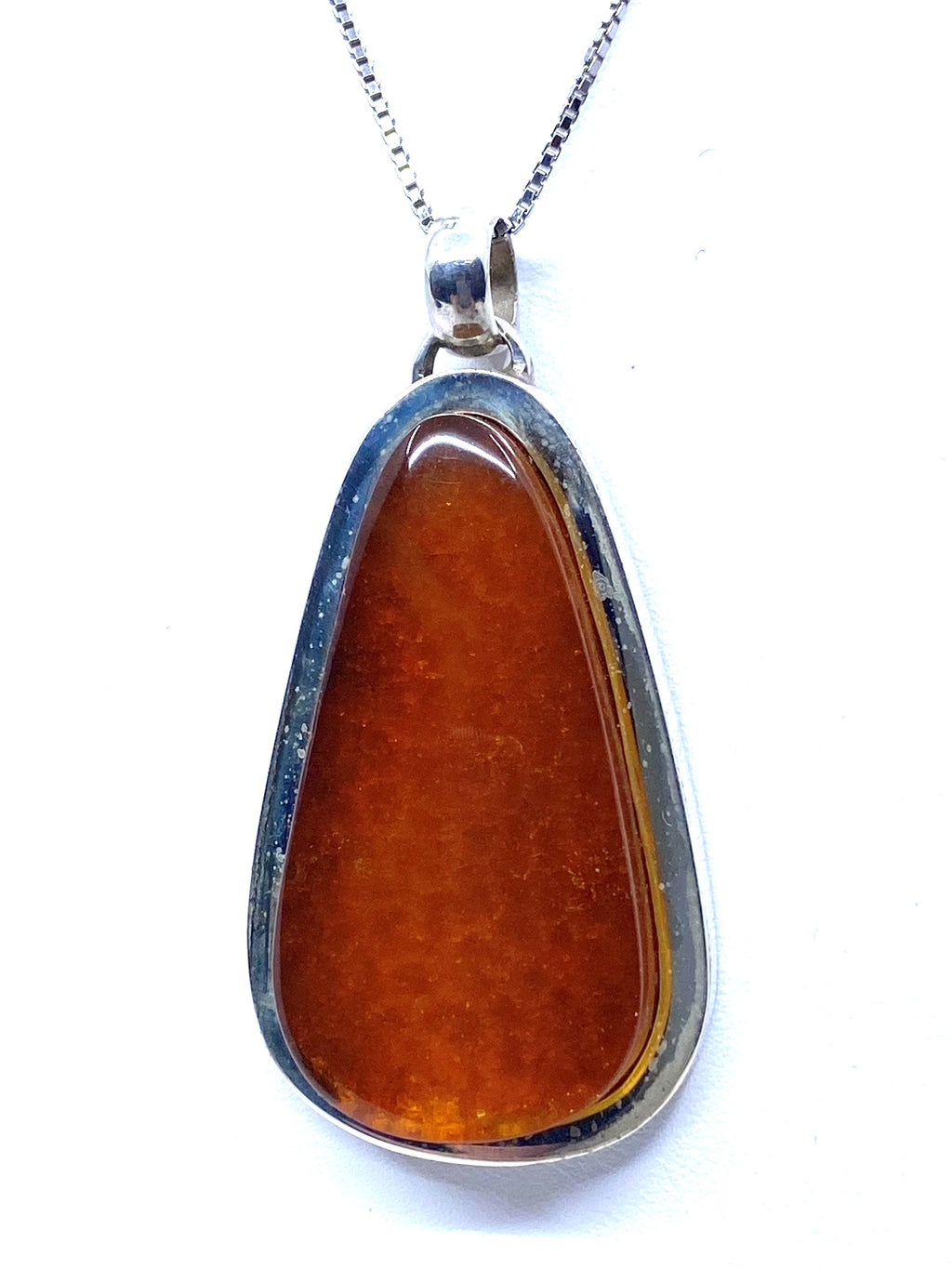Designer Gorgeous Cognac Amber Sterling Silver Statement Pendant