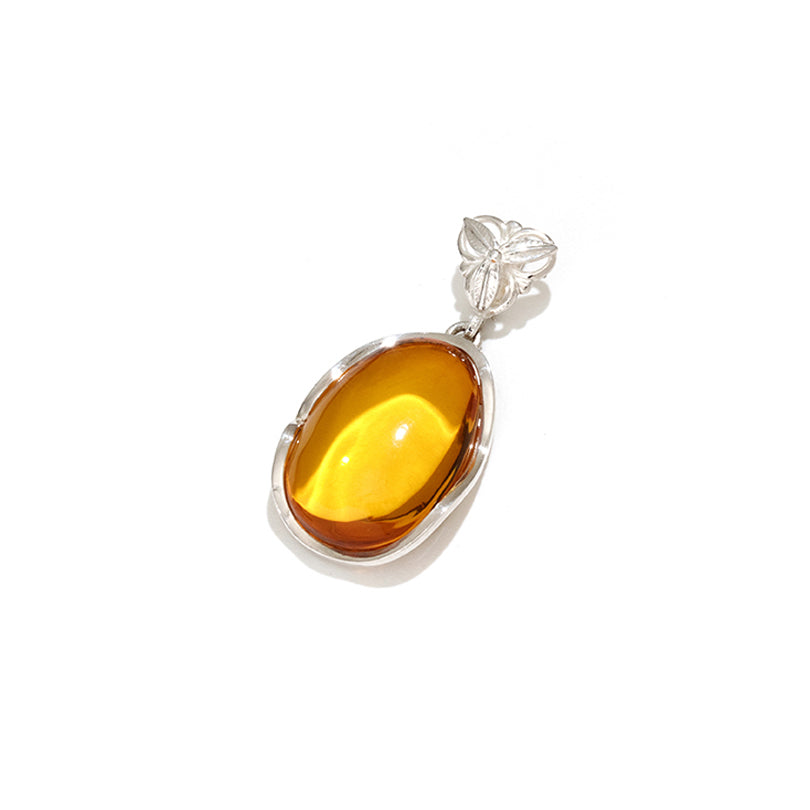 Gorgeous Clear Baltic Honey Cognac Amber Sterling Silver Statement Pendant*