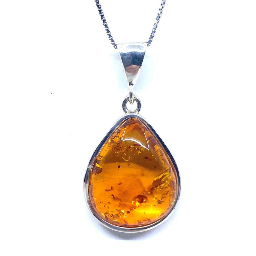 Beautiful Light Baltic Amber Cognac Sterling Silver Pendant