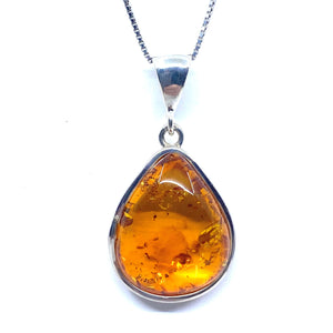 Beautiful Light Baltic Amber Cognac Sterling Silver Pendant