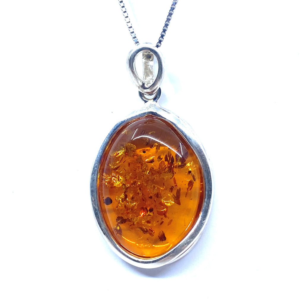 Beautiful Cognac Amber Sterling Silver Pendant