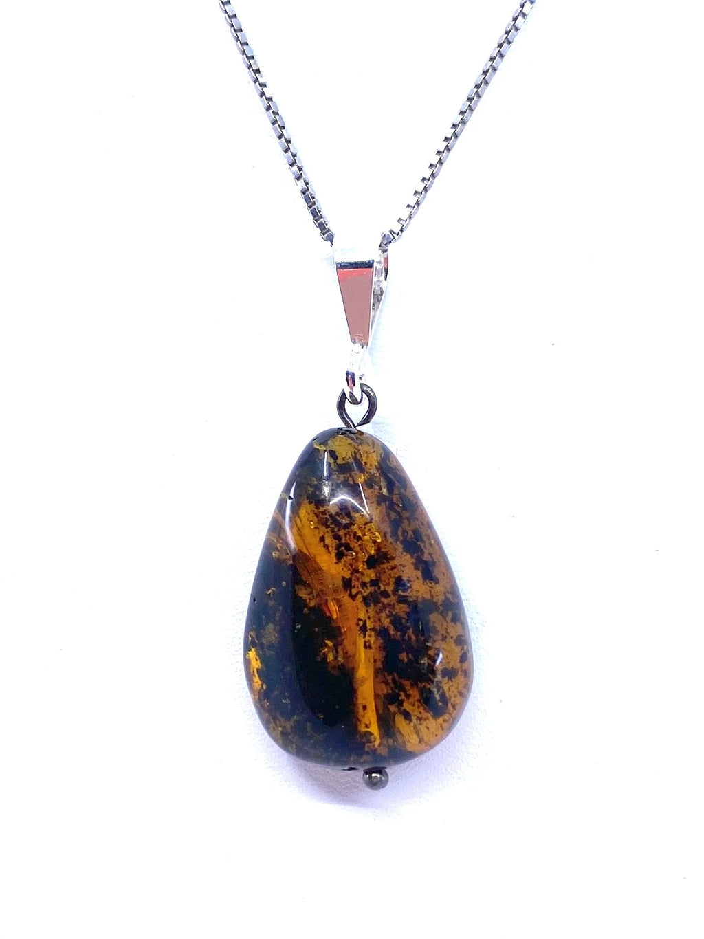 Gorgeous Rich Cognac Amber Sterling Silver Pendant