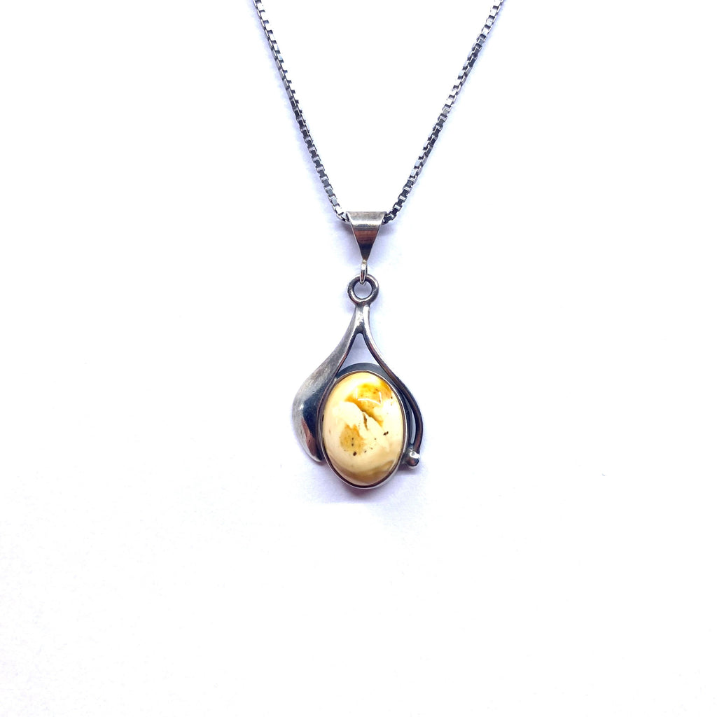 Beautiful Antique Design Butterscotch Amber Pendant on a Chain