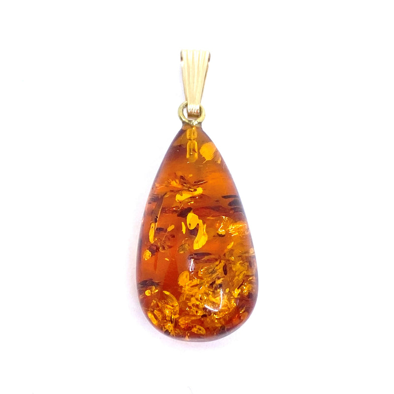 Gorgeous Fire-y Cognac Gold Plated Silver Statement Pendant