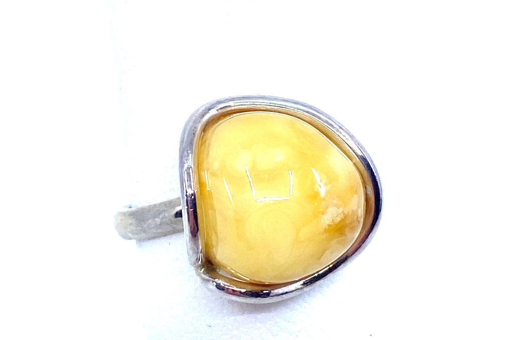 Lovely Small Stone Butterscotch Sterling Silver Ring