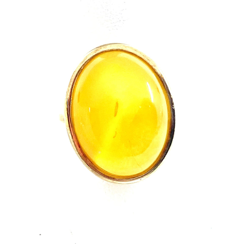 Gorgeous Butterscotch Amber Gold Plated Silver Ring