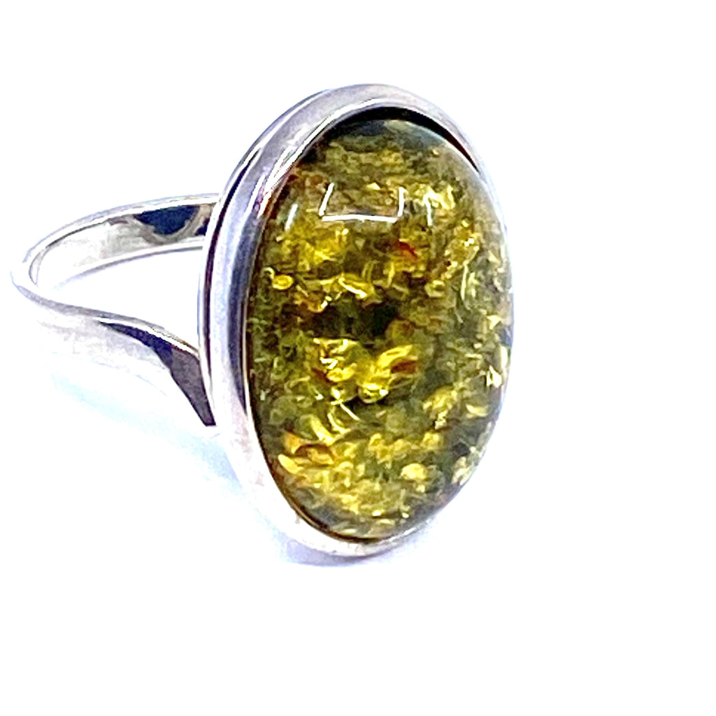 Beautiful Baltic Amber Sterling Silver Ring