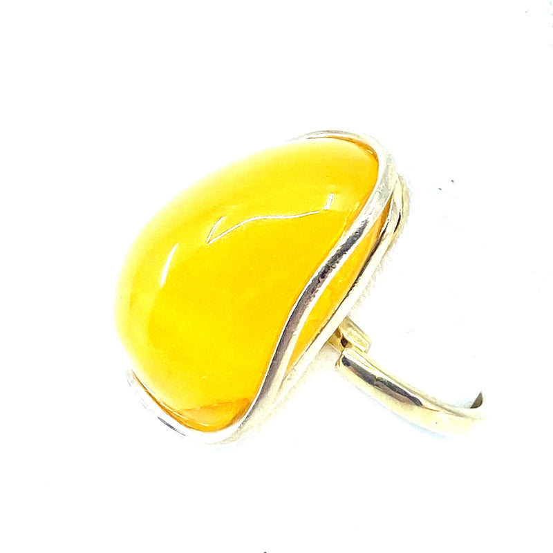 Stunning Butterscotch Amber Gold Plated Silver Statement Ring