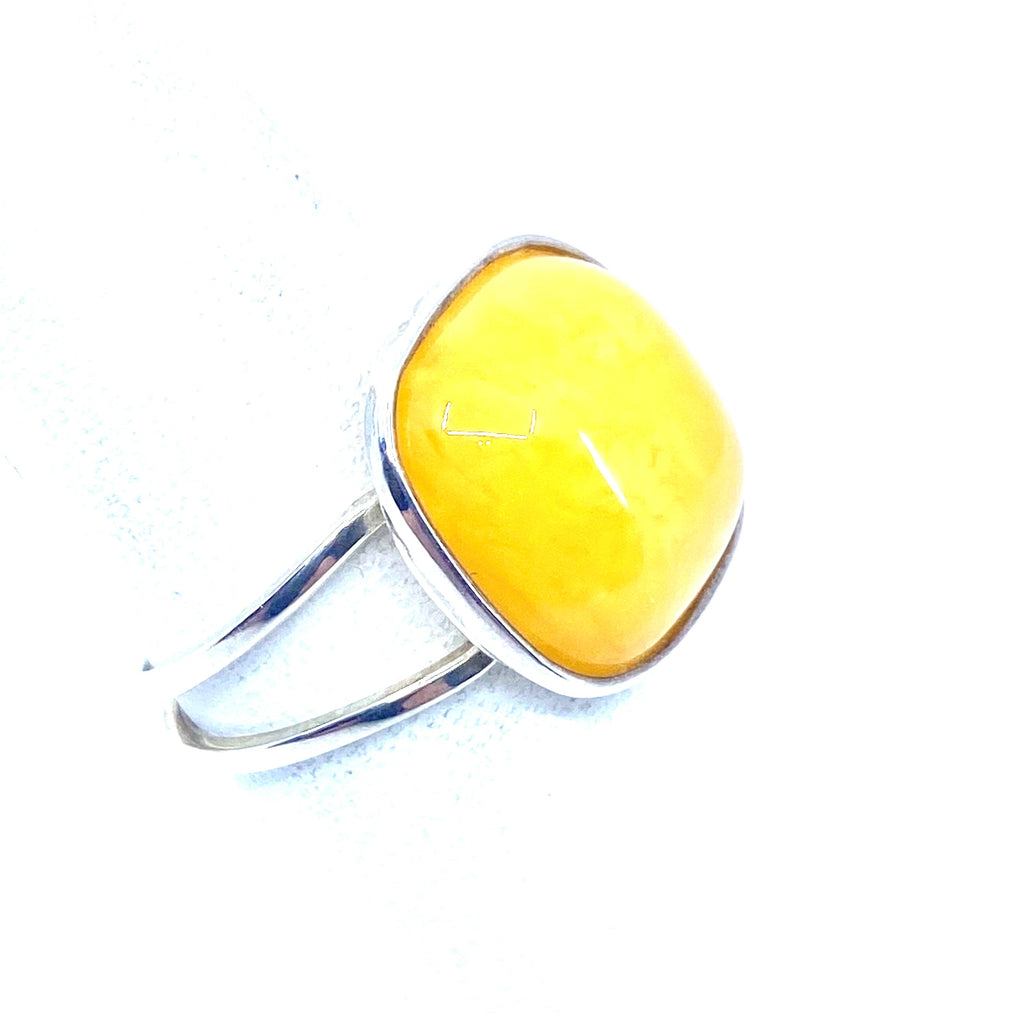 Darling Butterscotch Amber Sterling Silver Ring