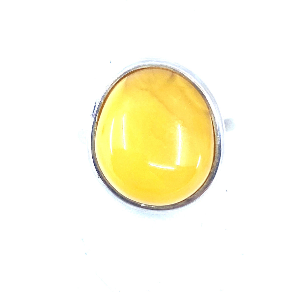 Gorgeous Butterscotch Baltic Amber Sterling Silver Ring size 10