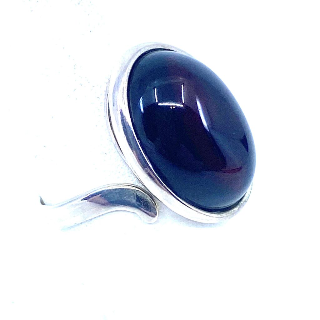 Cherry Amber Sterling Silver Ring