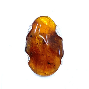 Polish Designer Cognac Baltic Amber Silver Statement Ring