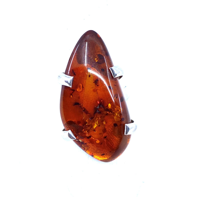 Gorgeous Cognac Baltic Amber Sterling Statement Ring