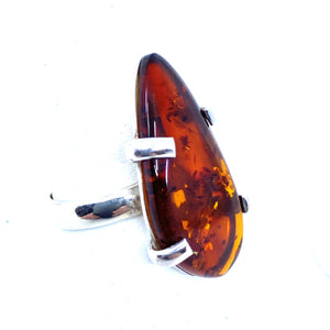 Gorgeous Cognac Baltic Amber Sterling Statement Ring