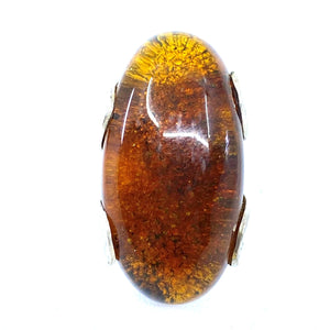 Gorgeous Polish Designer Cognac Baltic Amber Sterling Silver Ring