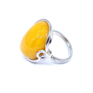 Beautiful Butterscotch Amber Statement Sterling Silver Ring