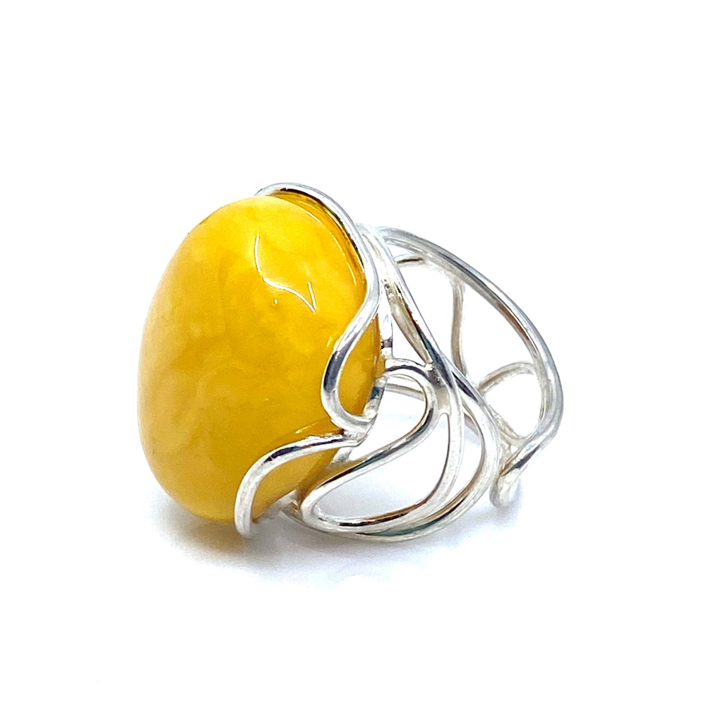 Magnificent Baltic Butterscotch Amber Statement Ring