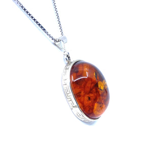 Lovely Baltic Cognac Amber Sterling Silver Statement Pendant