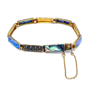 Gold Plated Abalone Shell Gold Plated Marcasite Bracelet