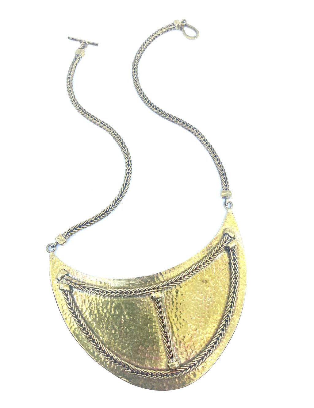 Magnificent Golden Brass Shield Statement Necklace