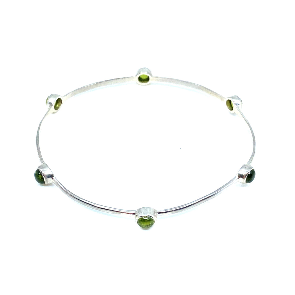 Lovely Green Idocrase Sterling Silver Bangle