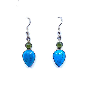 Vibrant Blue Turquoise Sterling Silver Earrings