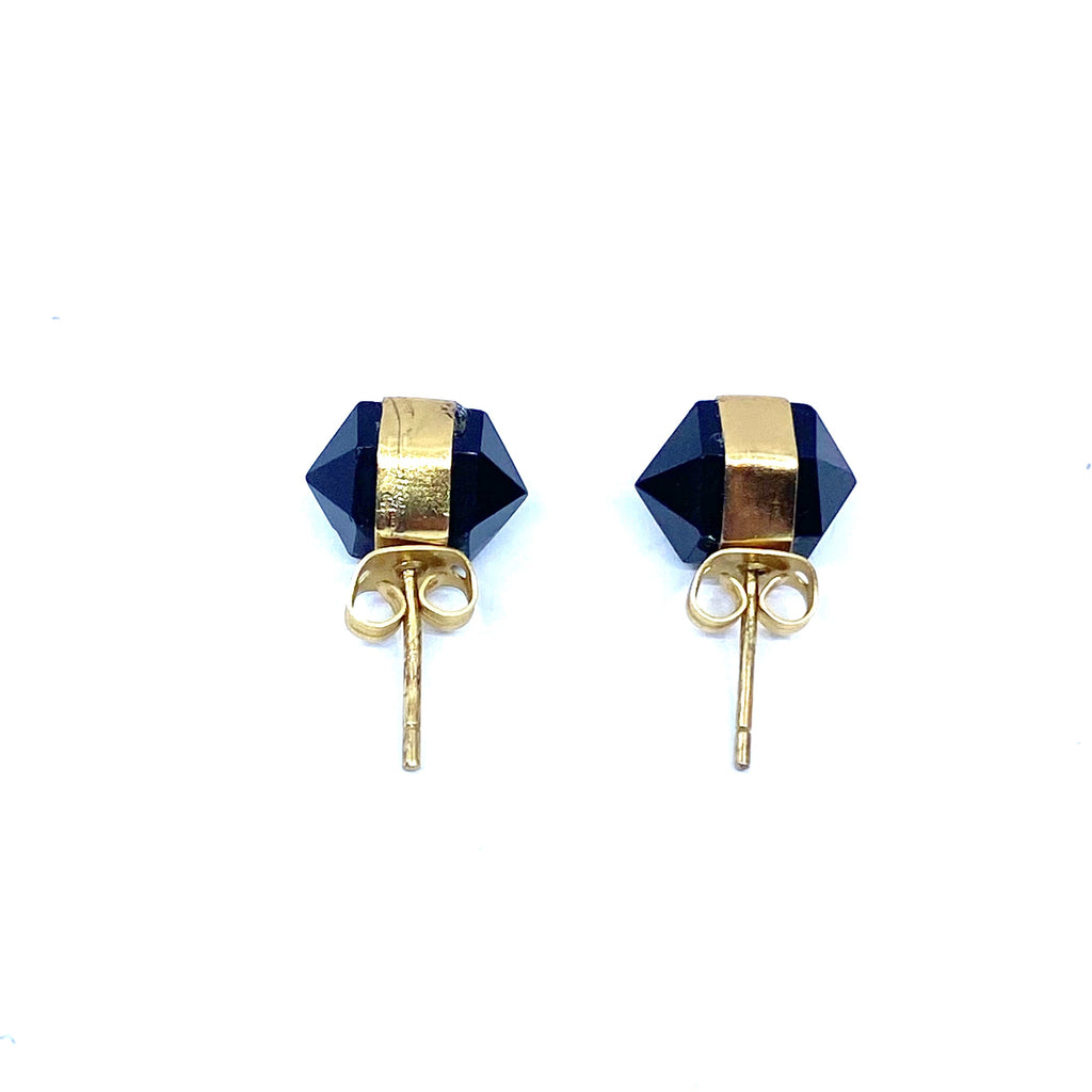 Black Ebony Wrapped in Gold Earring Studs