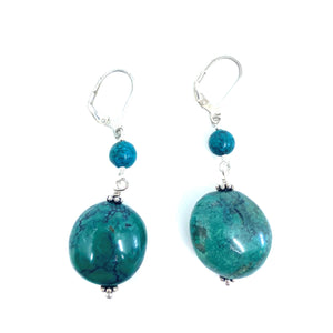 Chunky Turquoise Sterling Silver Statement Earrings