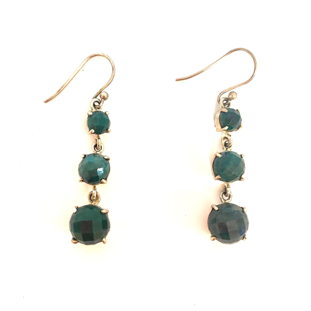 Evergreen Corundum 3-Tier Sterling Silver Earrings