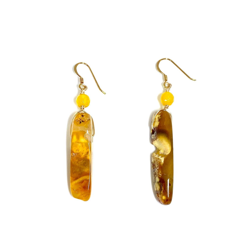 Golden Yellow Agate Statement Earrings