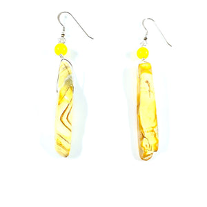 Gorgeous Golden Yellow Agate Statement Earrings with Silver Hooks