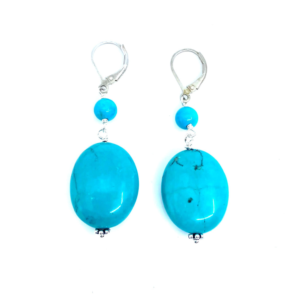 All Blue Turquoise Sterling Silver Earrings