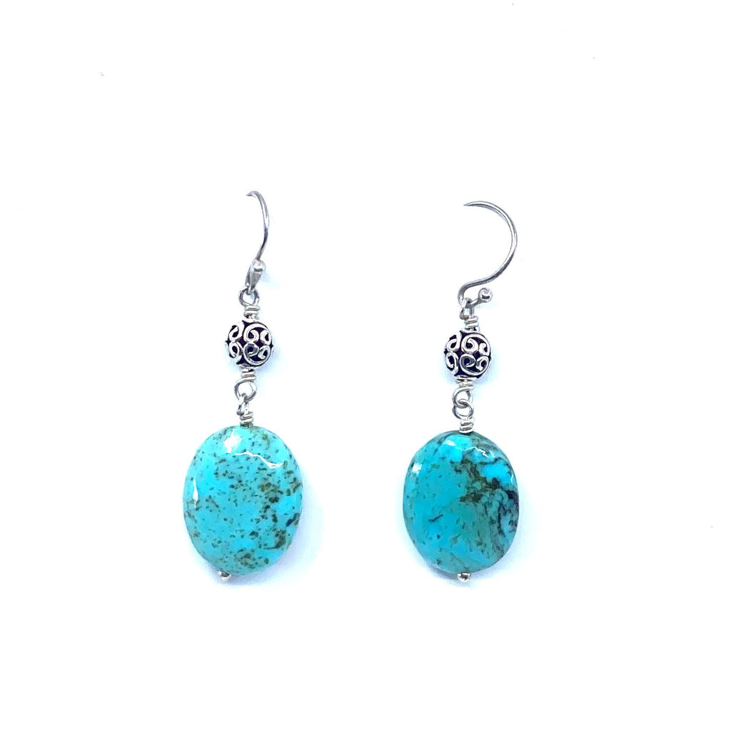 Beautiful Arizona Blue Turquoise Sterling Silver  Earrings