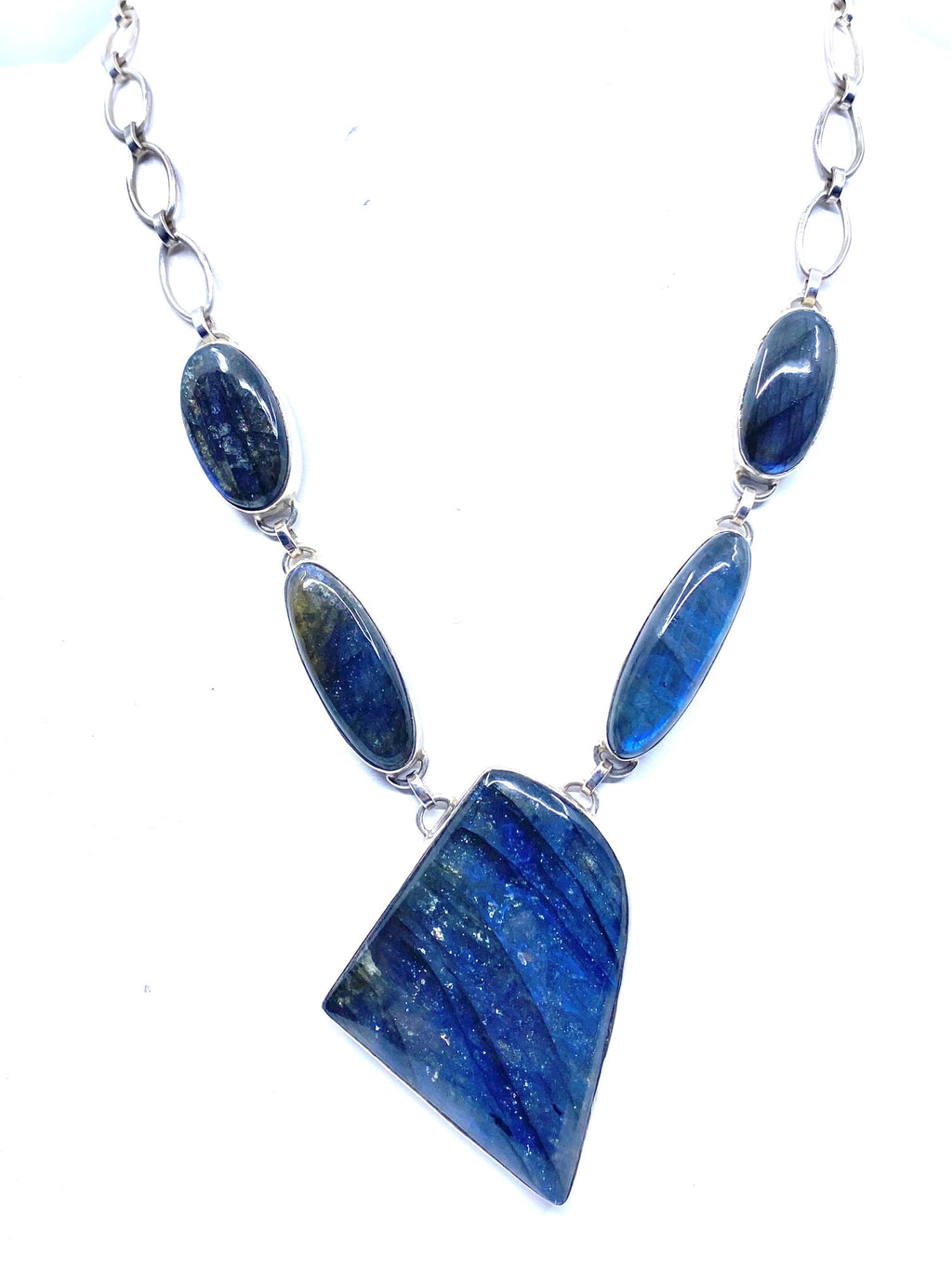Shimmering Blue Labradorite Super Sterling Silver Statement Necklace