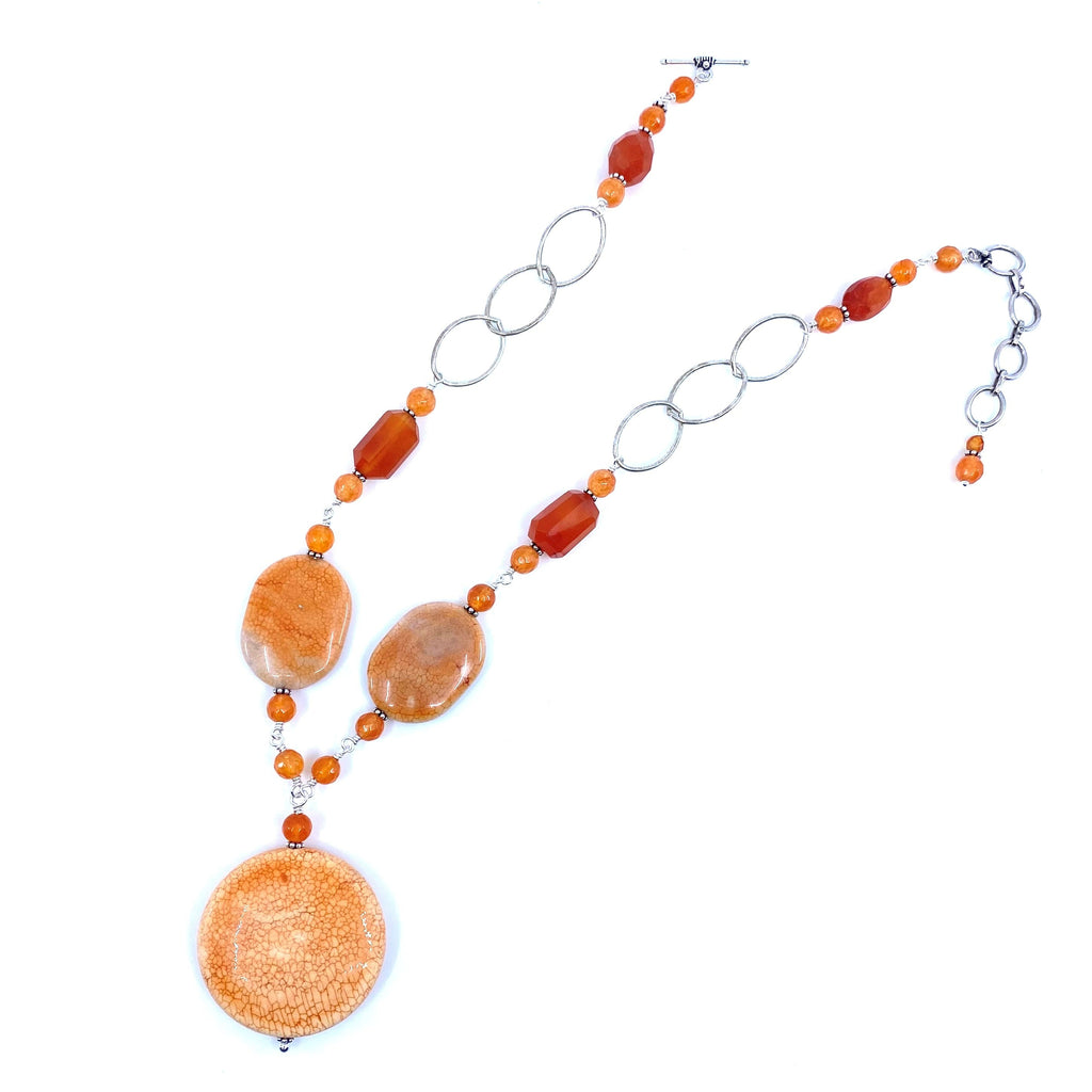 Stunning Sedona Agate Carnelian Sterling Silver Statement Necklace