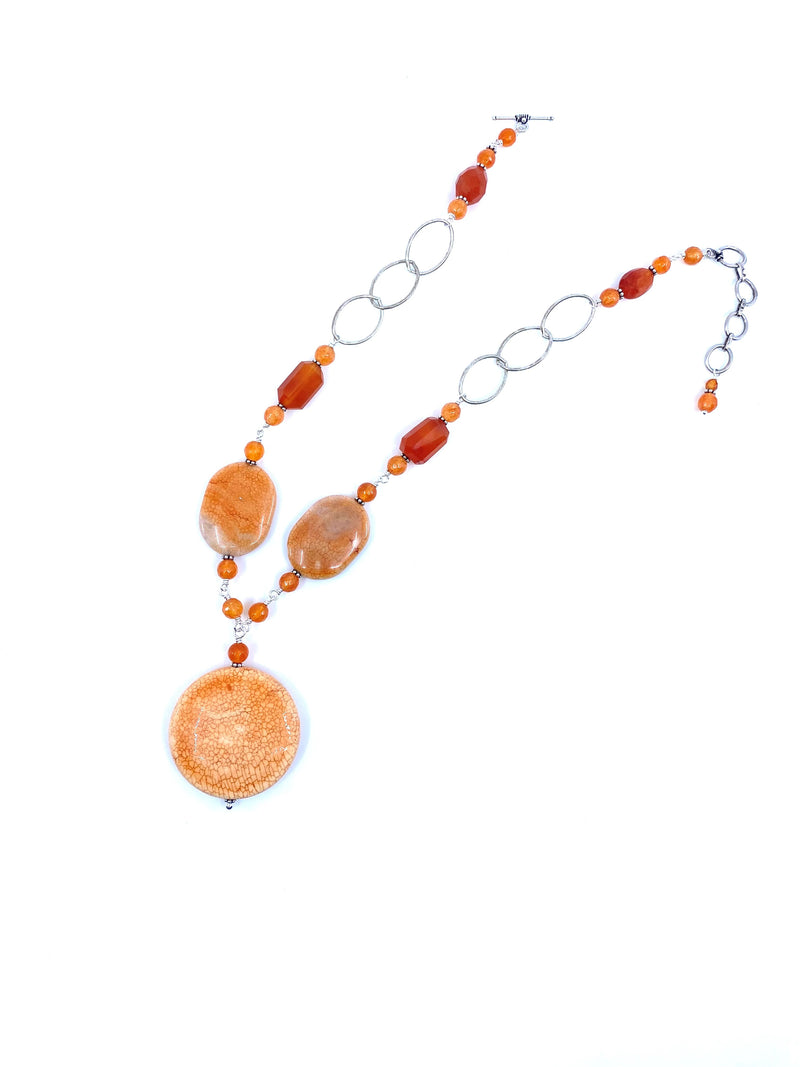 Stunning Sedona Agate Carnelian Sterling Silver Statement Necklace