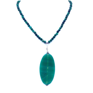 Beautiful Green Agate Sterling Silver Necklace