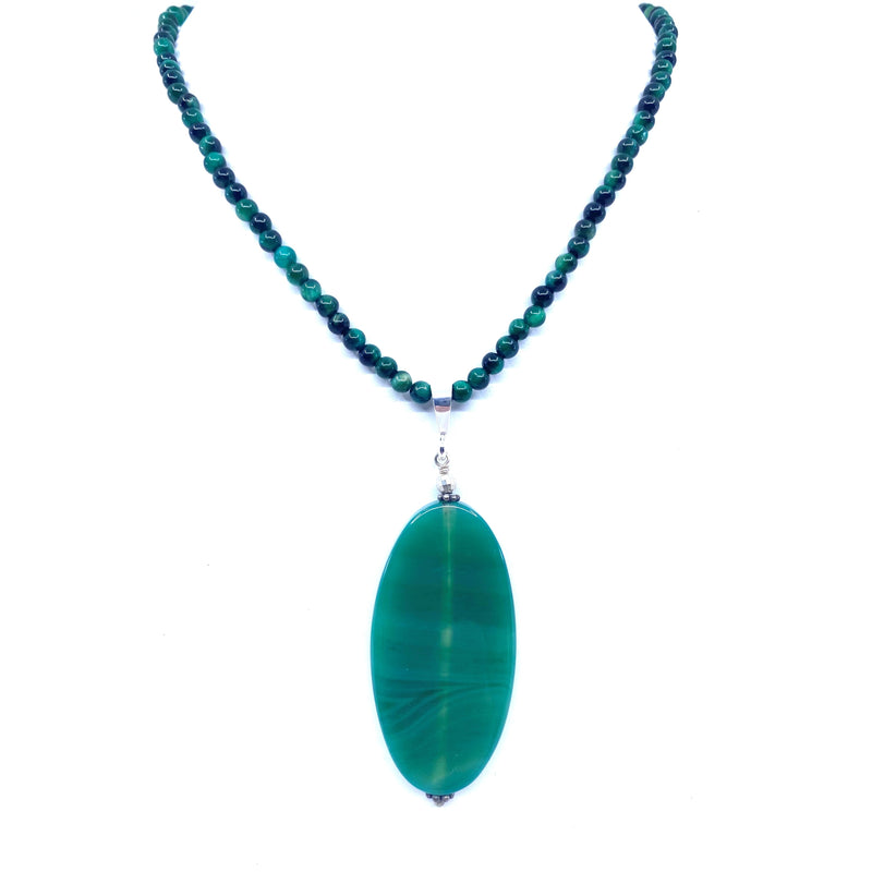 Beautiful Green Agate Sterling Silver Necklace