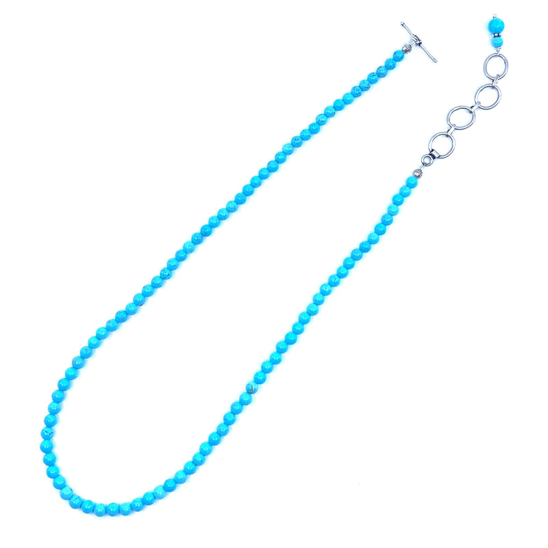 Delightful Powder Blue Turquoise Single Strand Sterling Silver Necklace