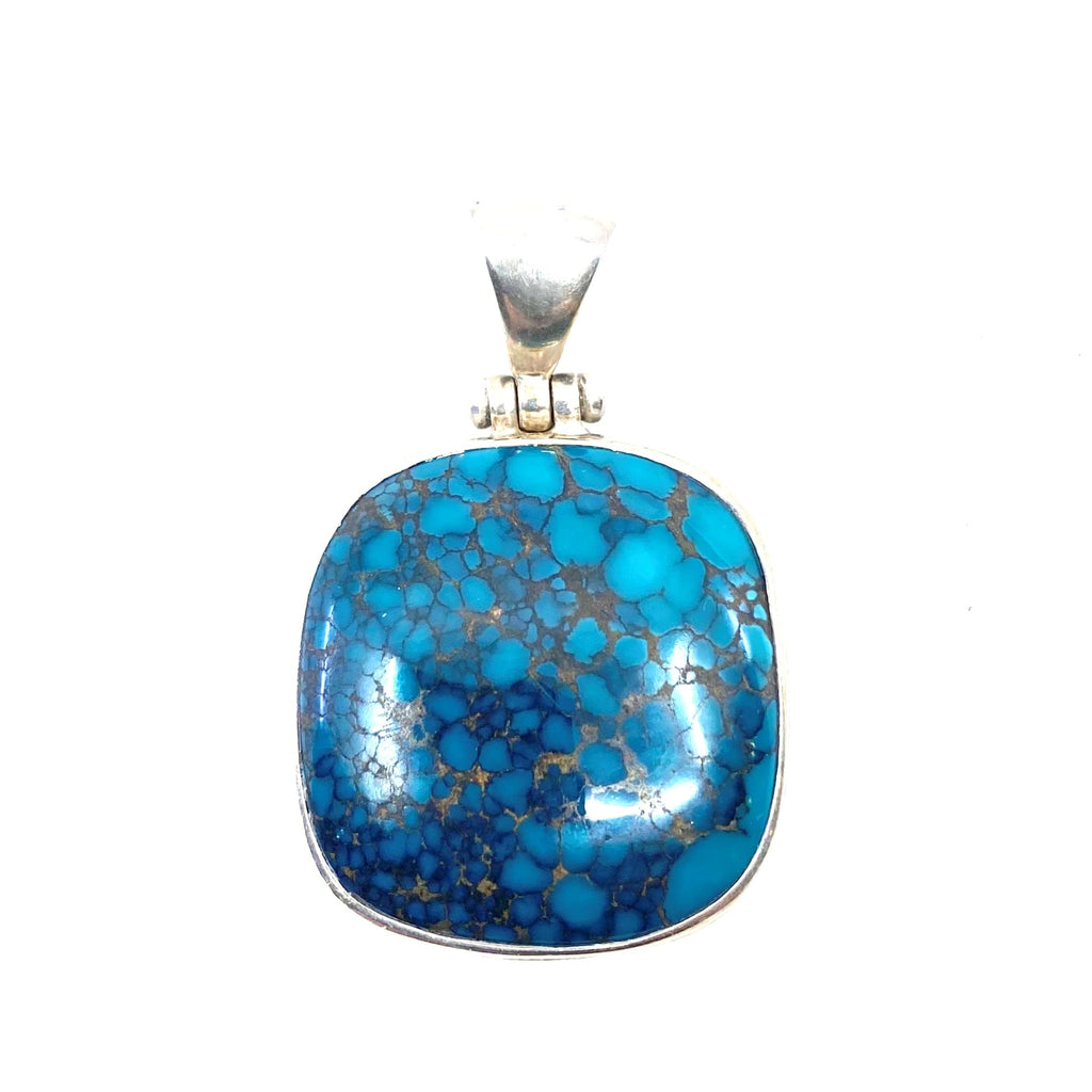 Genuine Turquoise Sterling Silver Statement Pendant