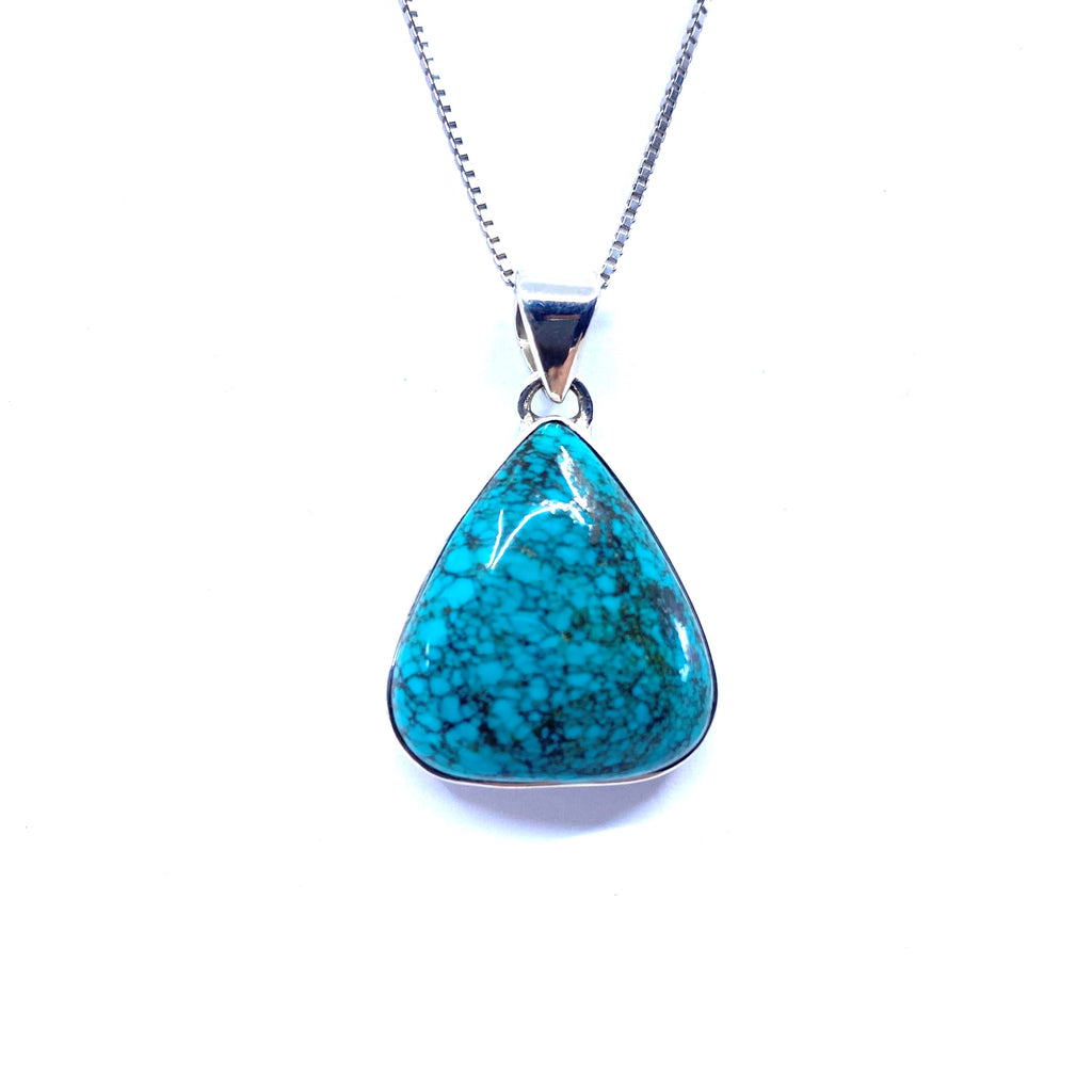 Beautiful Triangular Turquoise Sterling Silver Pendant