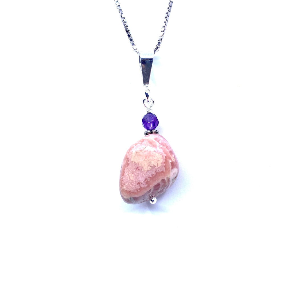 Natural Rhodochrosite Chunky Sterling Silver Pendant